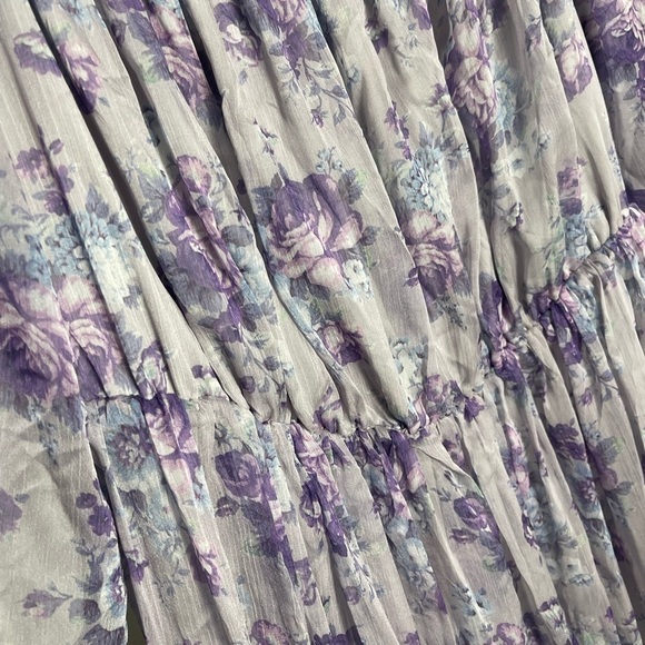 Arula | Off the Shoulder Natalie Purple Floral Maxi Dress Peasant Cottagecore - Picture 2 of 8